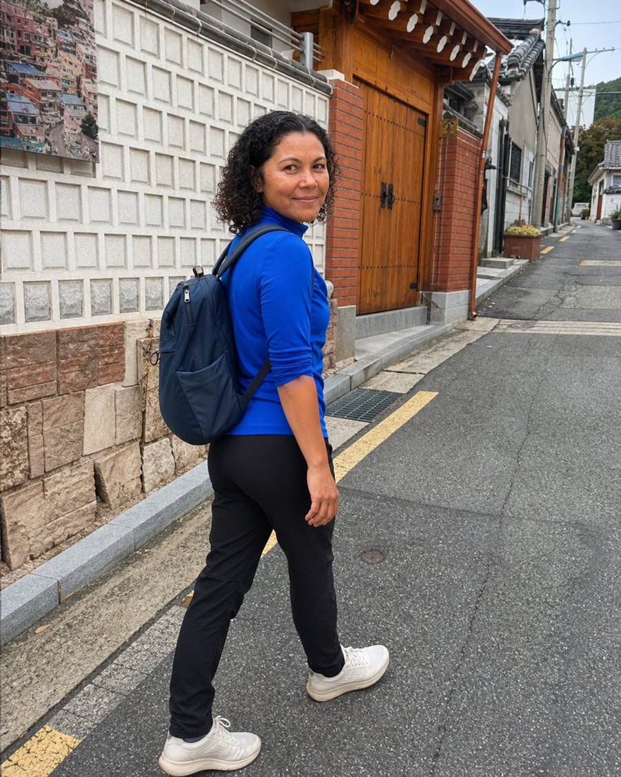 My friend would absolutely kill this blue turtleneck.
