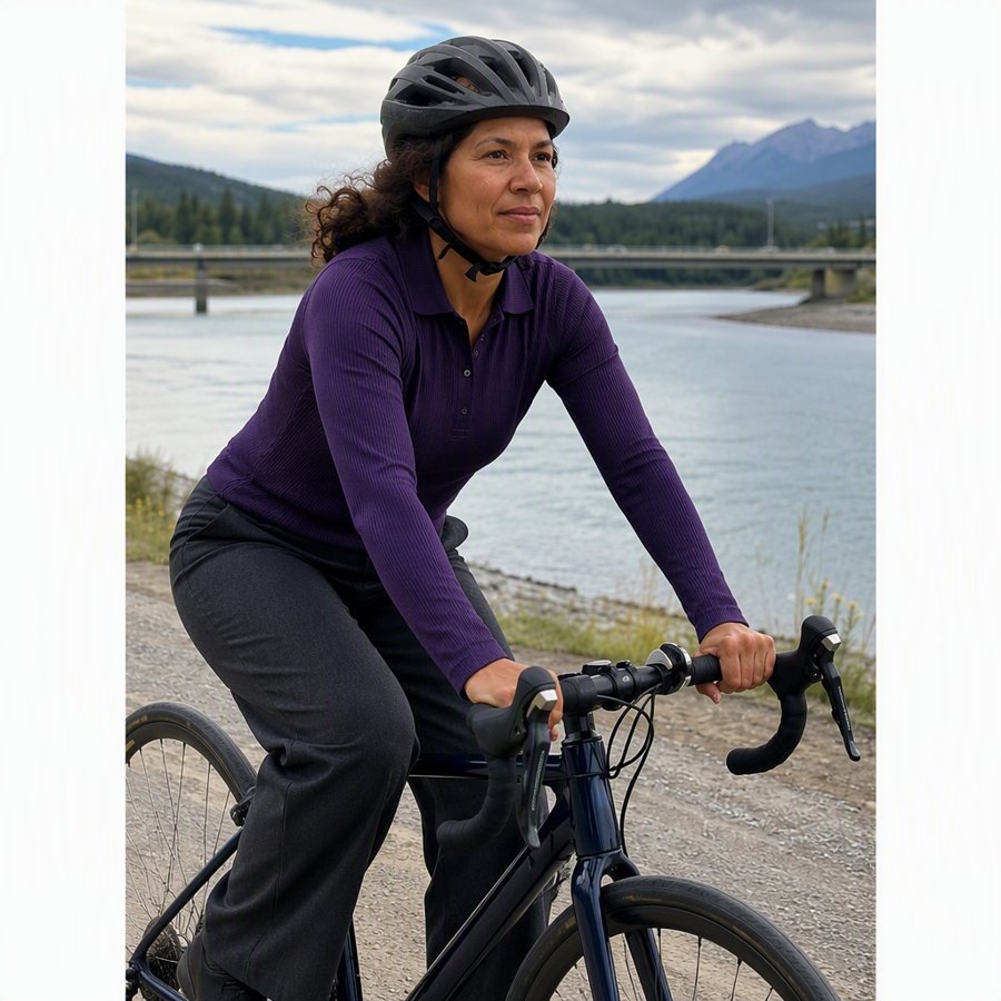 Stealing this purple top for a morning bike ride around town.