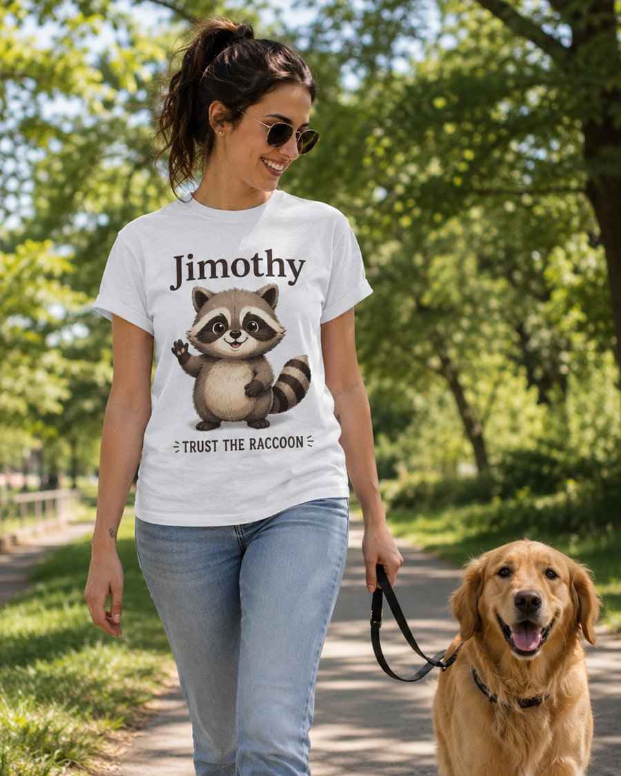jimothy literally drew the whole shirt and slapped on TRUST THE RACCOON.
