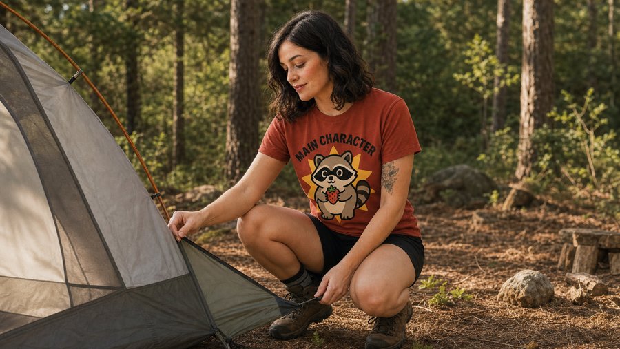 Fueling up before dawn in my MAIN CHARACTER Jimothy tee