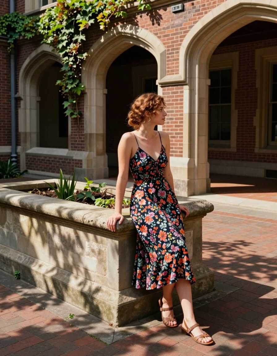 Floral Slip Dress & Strappy Sandals for Summer