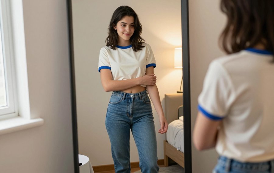 blue trim makes this ringer tee trend pop for sure