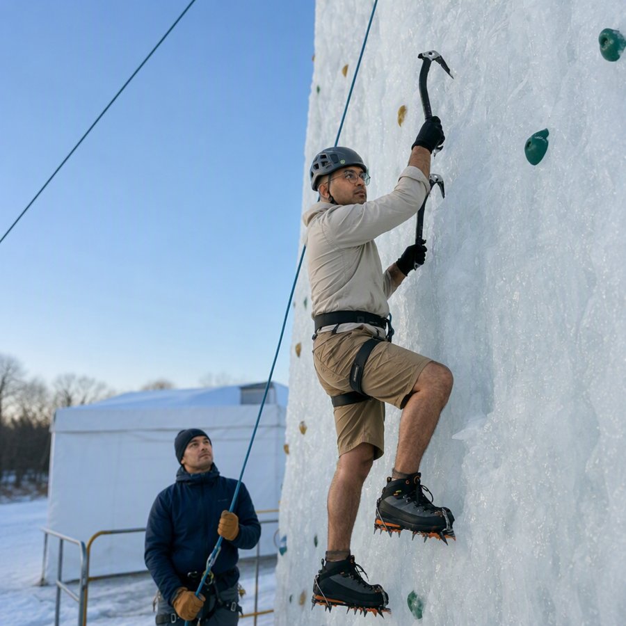 shorts on an ice wall is a bold choice