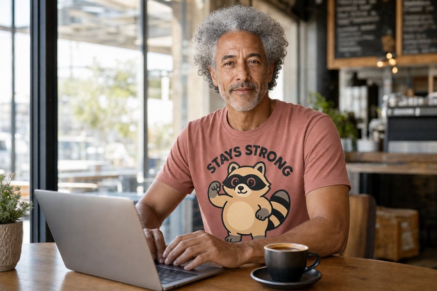Does the "STAYS STRONG" slogan on this Jimothy shirt feel like a gentle nudge?
