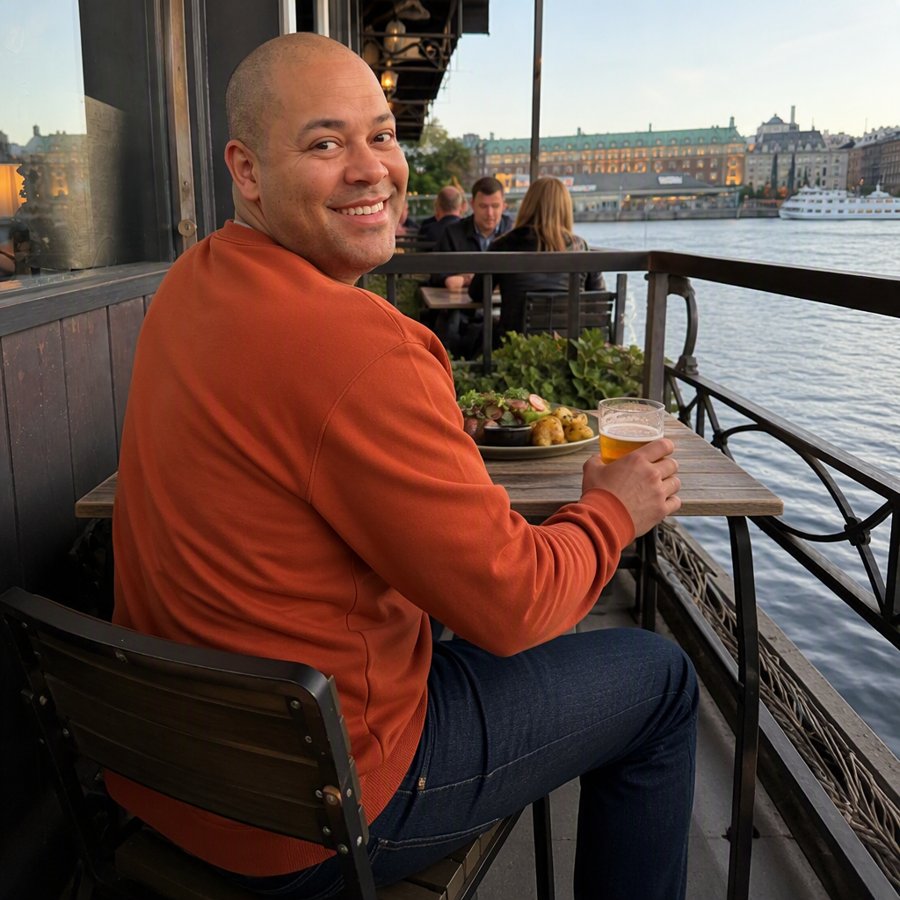 rust sweater hits different for autumn dining