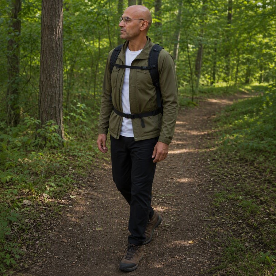 olive on green is actually the move for a trail walk