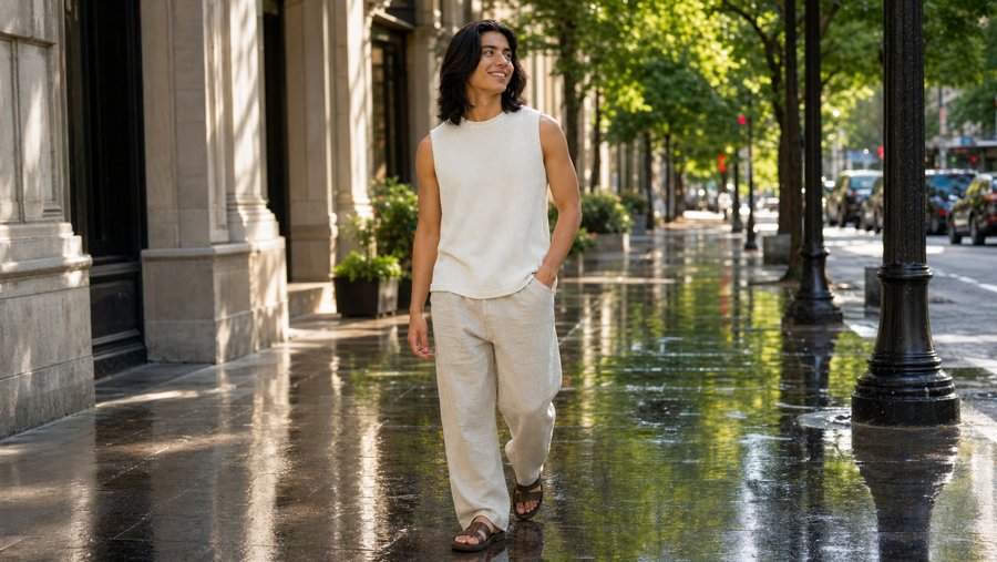 sandals and loose fits for a lazy walk