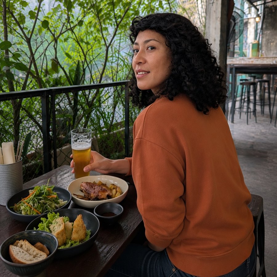 that burnt orange sweatshirt is giving cozy but cute