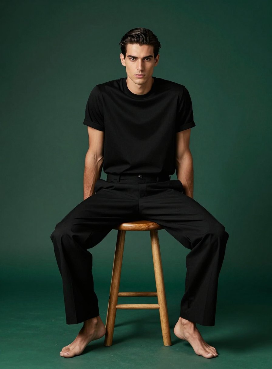The boxy tee trend is carrying this look.