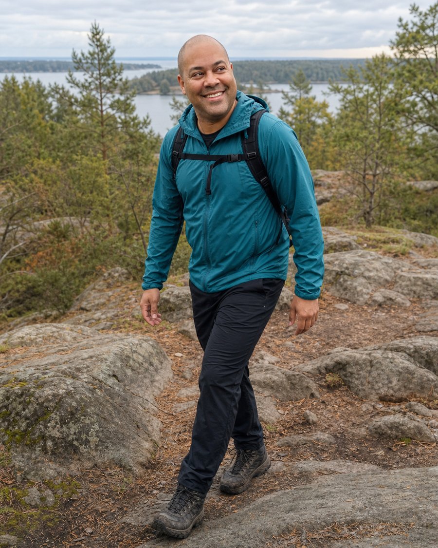 I really want that teal windbreaker for my own trail days.