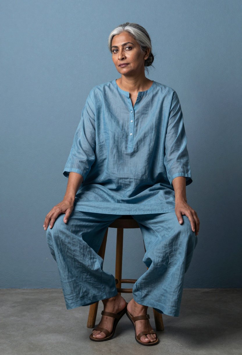this blue linen set feels like a 70s daydream