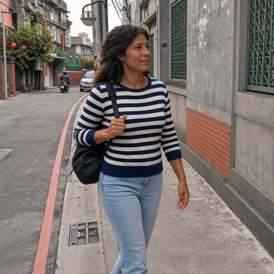 my heavyweight stripe sweater is perfect for market days