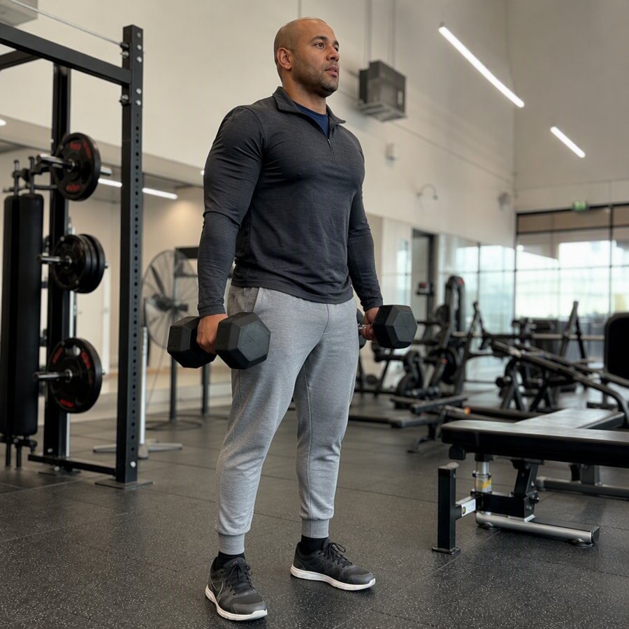 That charcoal quarter-zip looks actually technical enough for lifting.