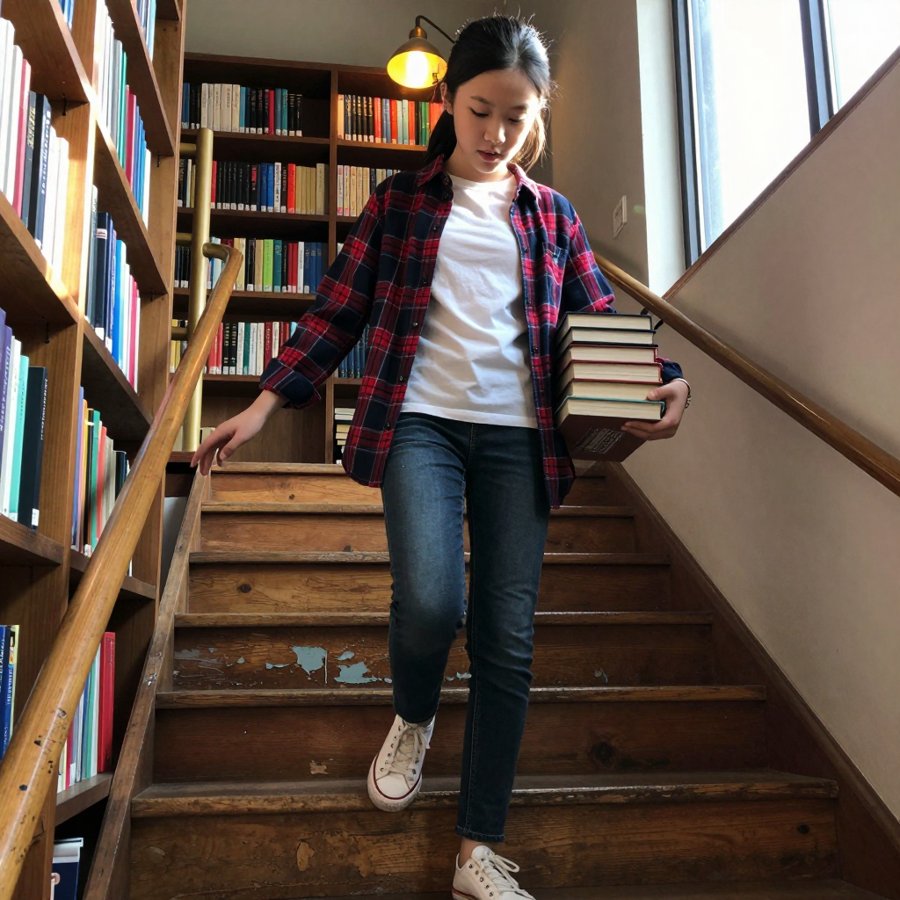 Classic Campus Core: Plaid & White Tee