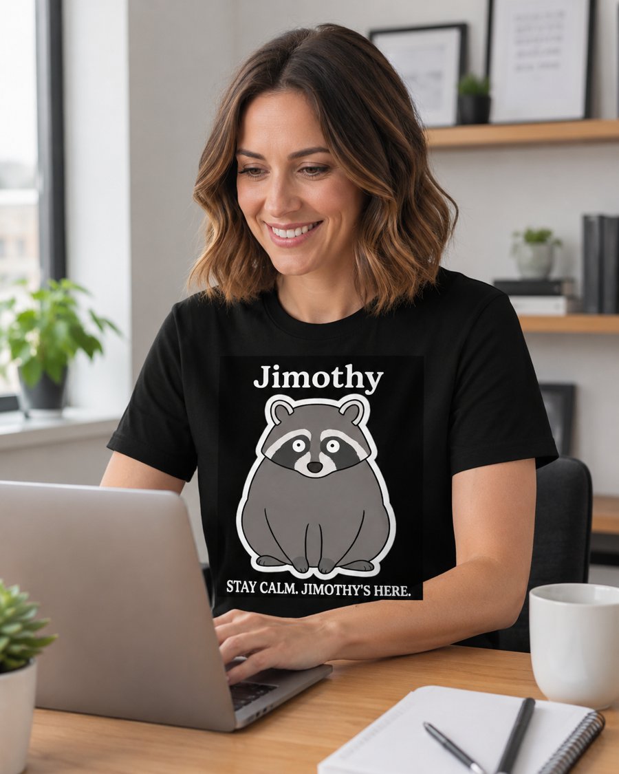 Desk time: STAY CALM. JIMOTHY'S HERE.