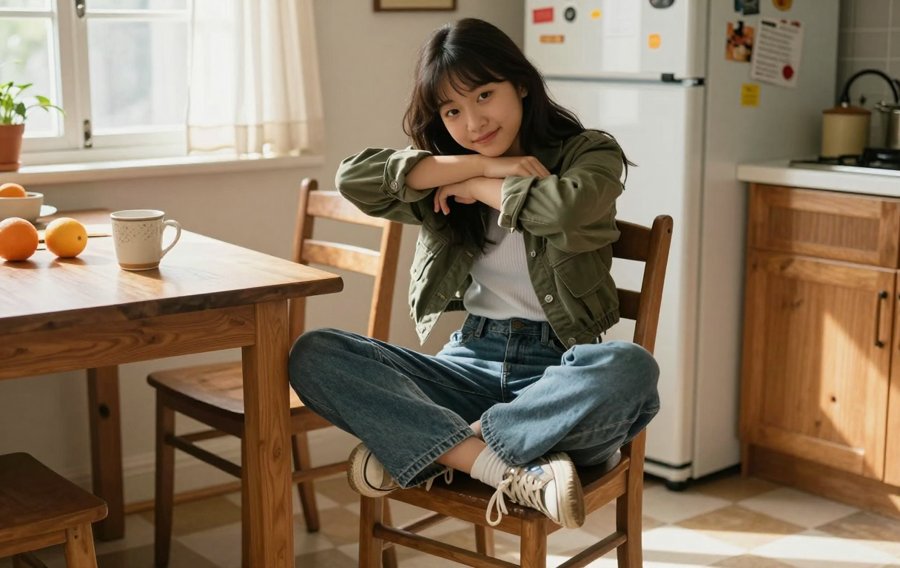 the olive green jacket is such a mood