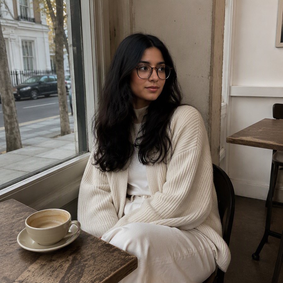 The way this oatmeal cardigan basically acts as a warm hug