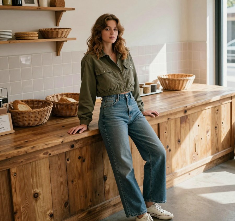 she really said olive green and denim