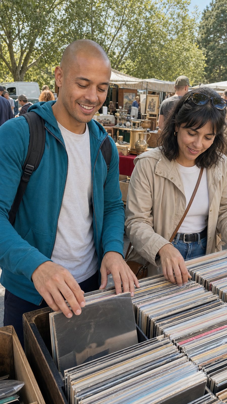 that teal zip-up is doing exactly what a market jacket should do