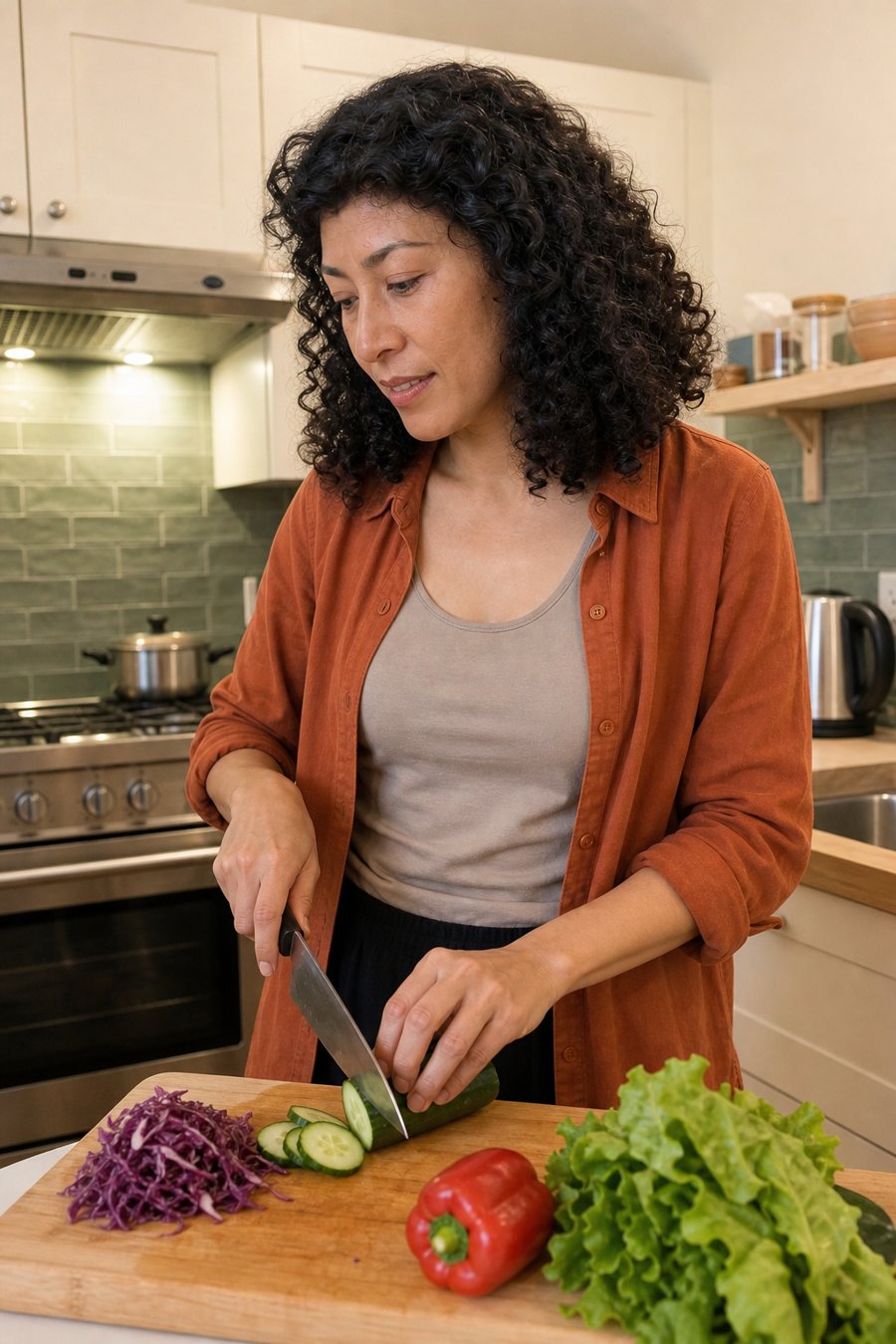 unpressed linen feels right for chopping veggies