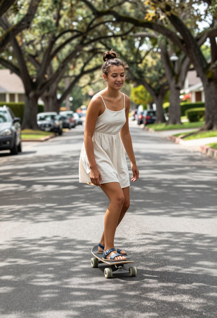 Summer skate vibes in this slip dress