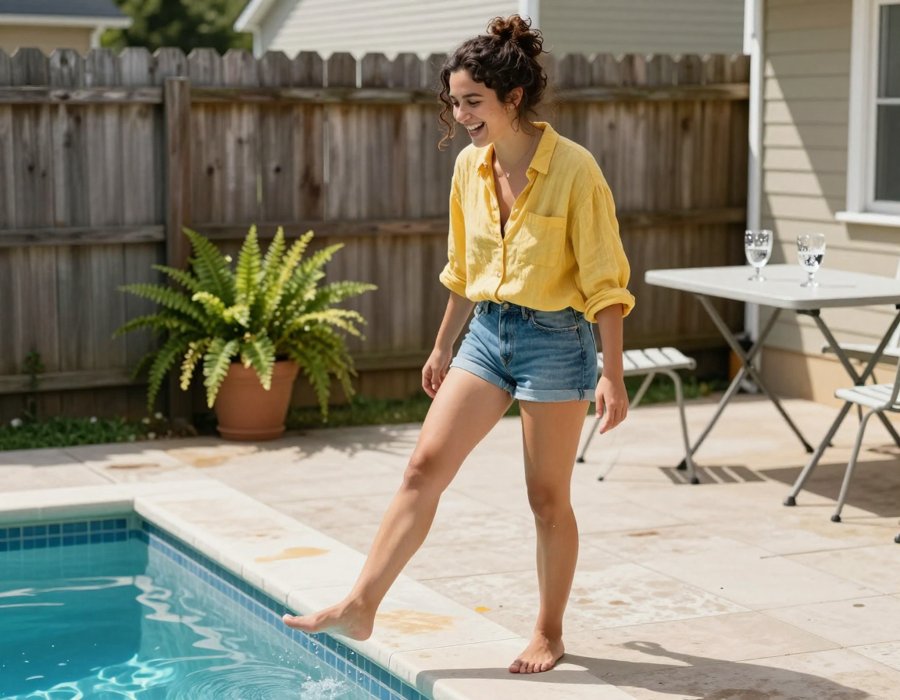 This Yellow Shirt + Denim Shorts Combo is Everything for Summer