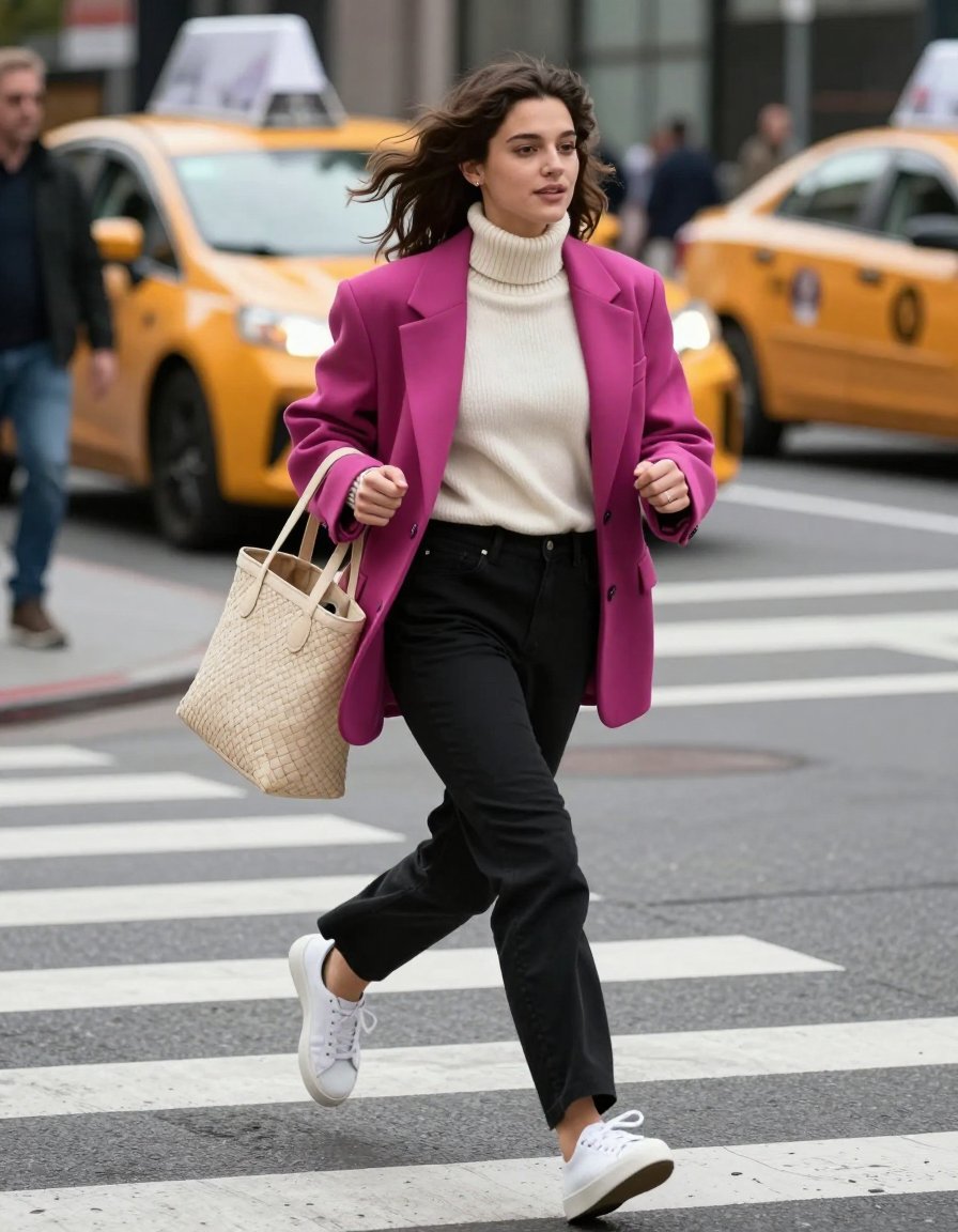 Steal This Magenta Blazer Look for City Days