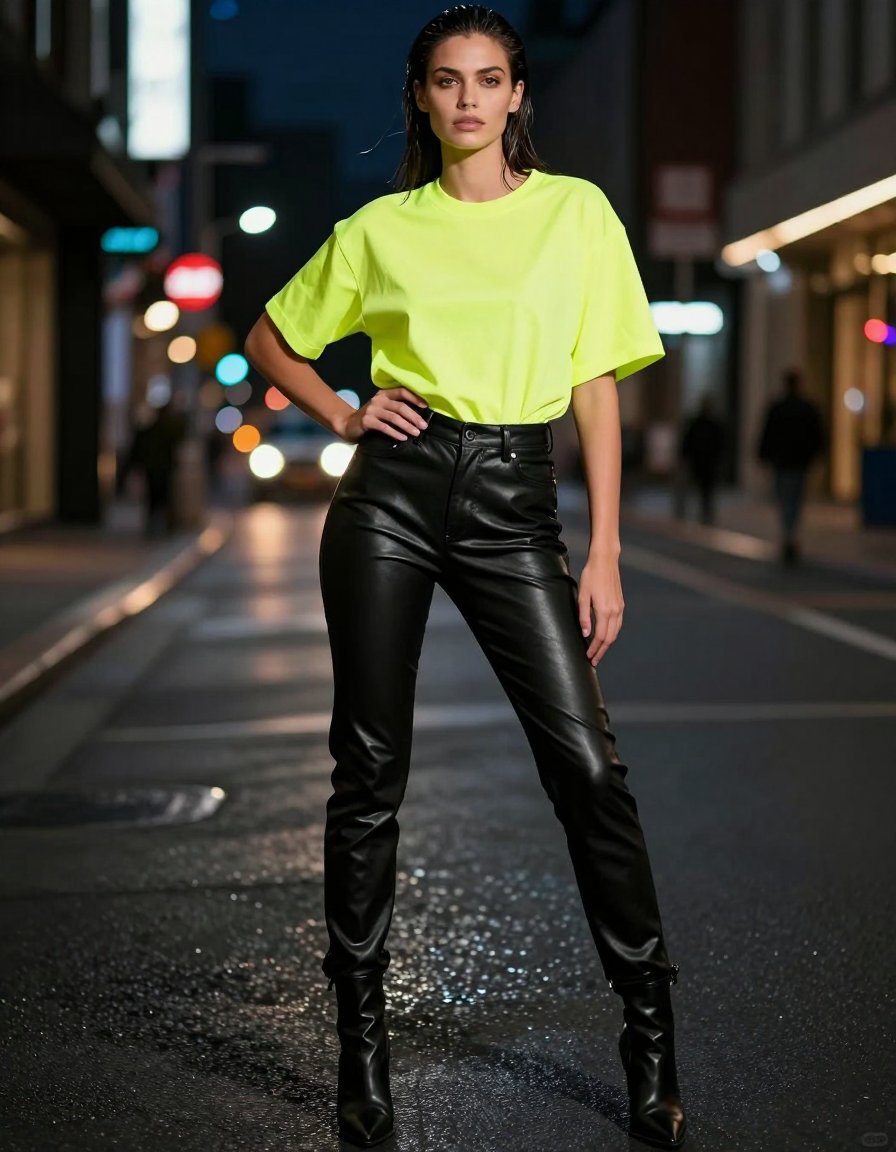 neon tee taking over the frame
