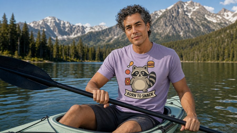 Taking my Jimothy tee to the lake, BORN TO SNACK.