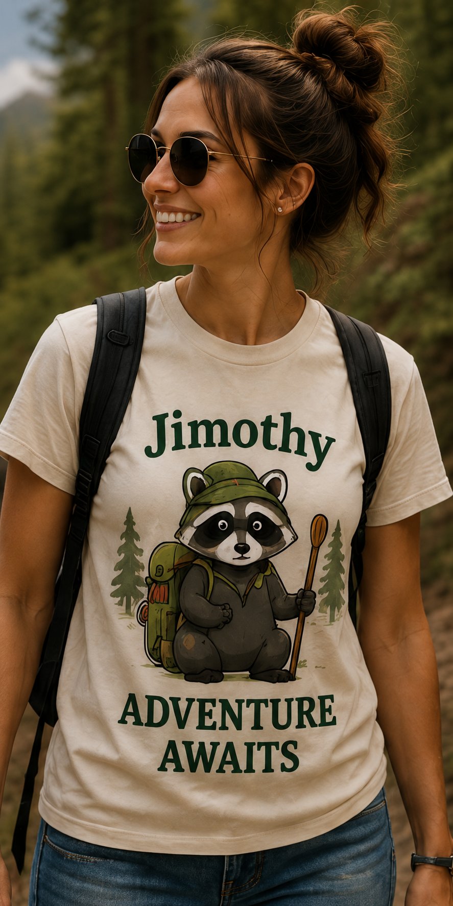This cream canvas is the perfect backdrop for Jimothy's 'ADVENTURE AWAITS'.