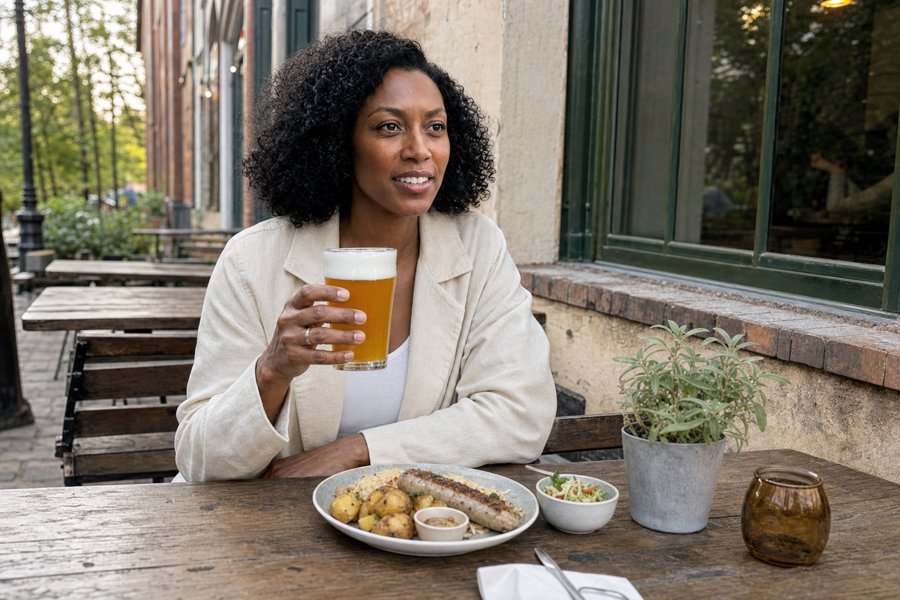 Sharp blazer vs. messy sausage plate energy
