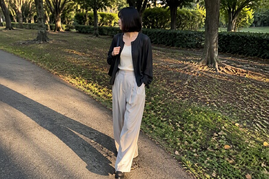 The way those trousers drape is everything