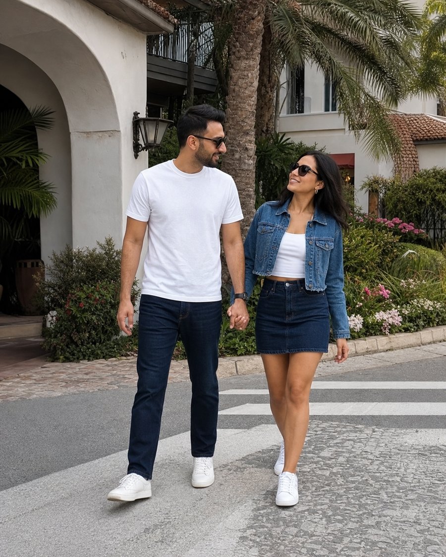 Matching sneakers are doing all the heavy lifting here