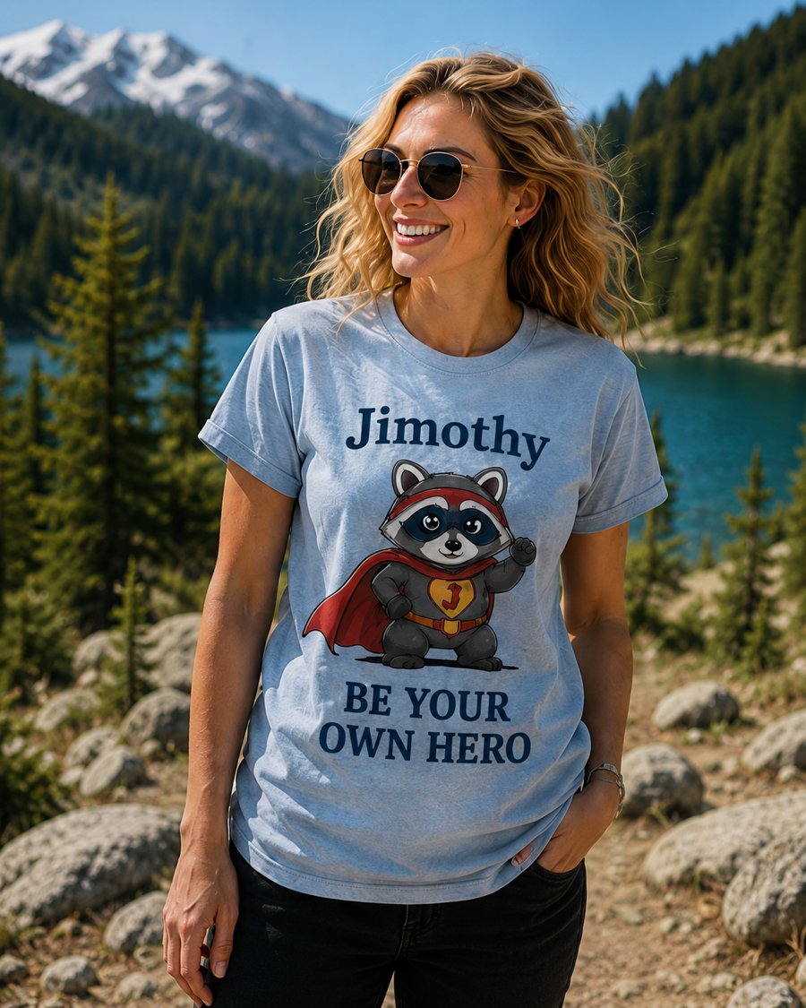 why is jimothy really printing BE YOUR OWN HERO on this?