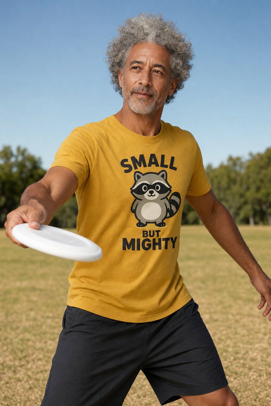 Wearing my Jimoty shirt to the park today because 'SMALL BUT MIGHTY' is perfect for tossing the frisbee.