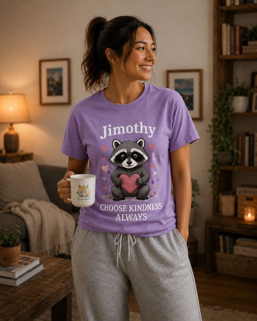 Wearing my Jimothy tee to CHOOSE KINDNESS ALWAYS at the coffee shop.