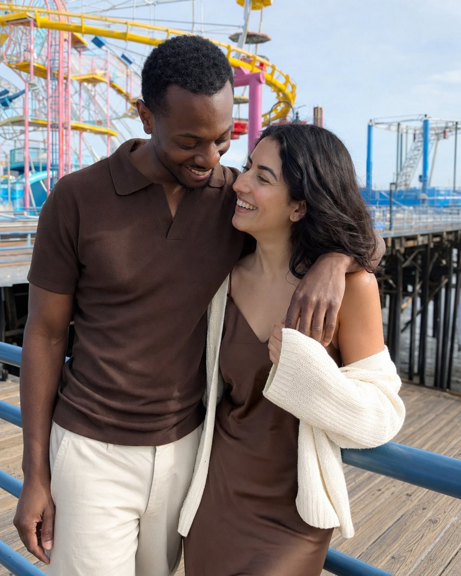matching brown fits at the pier