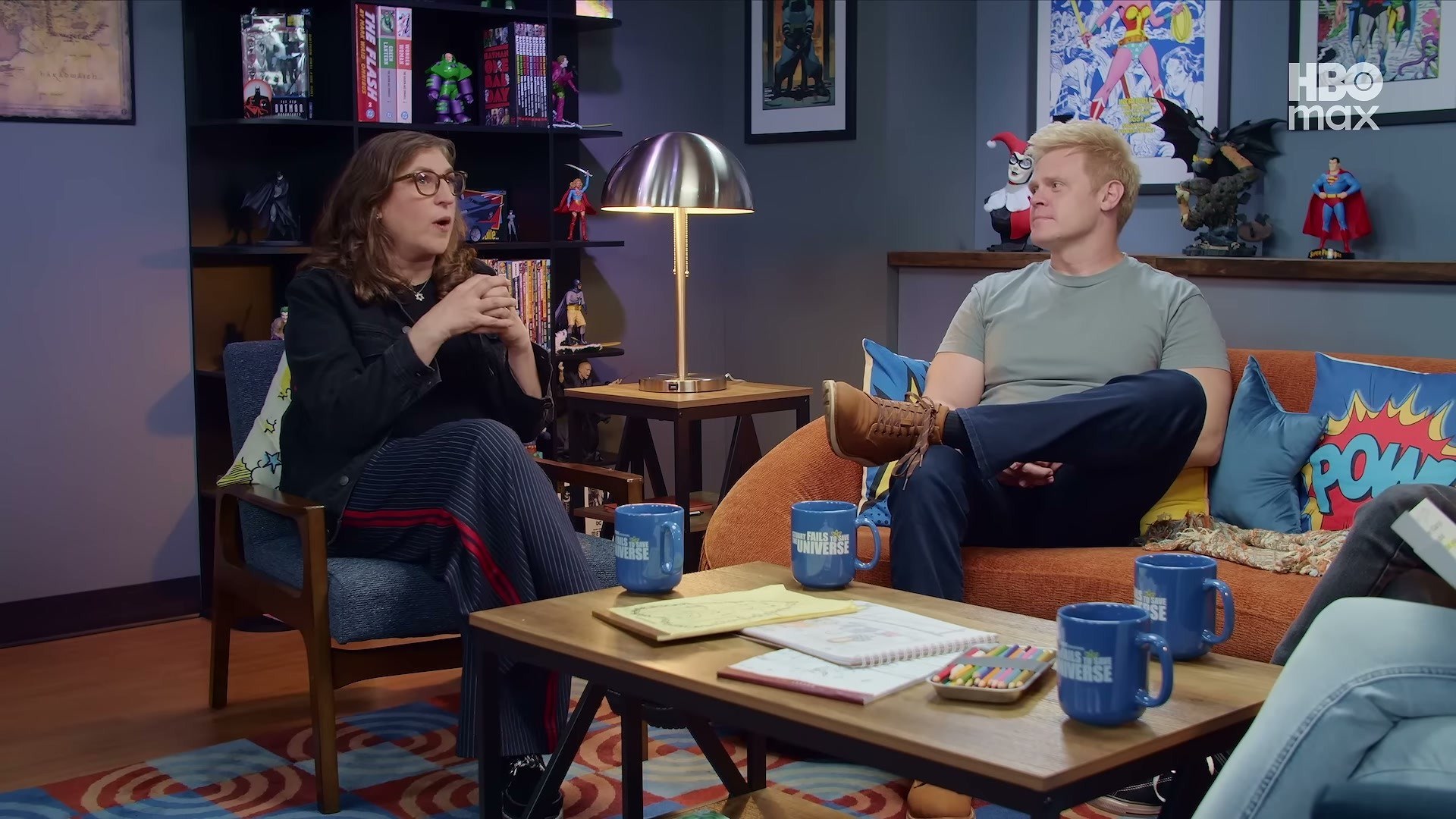 Mayim Bialik in Stuart Fails to Save the Universe — striped pants are doing all the work here