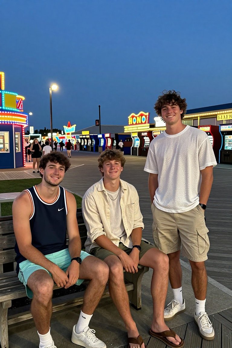 simple white tee + cargo shorts = classic