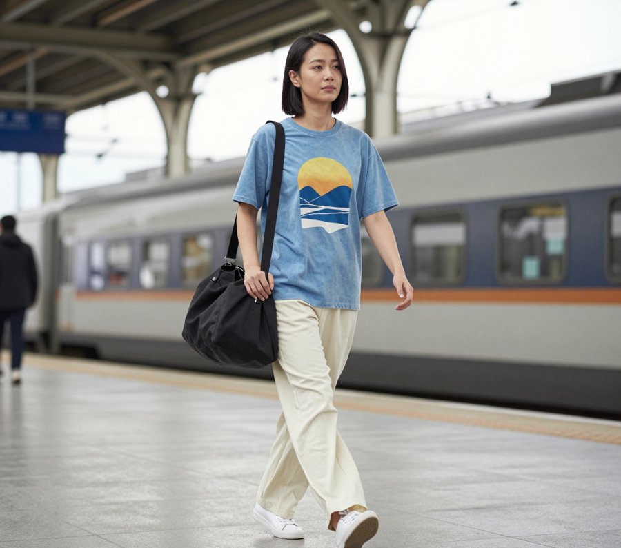 that oversized tee trend is actually working for her