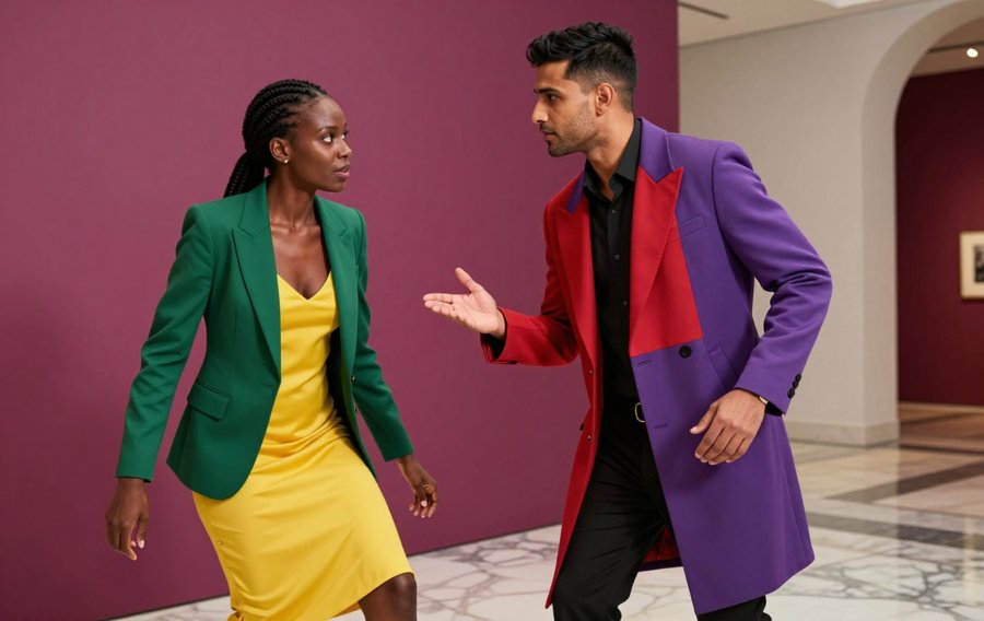 green blazer vs magenta wall