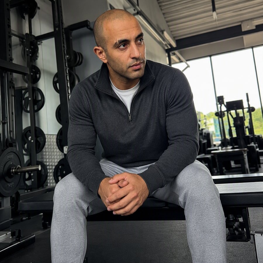Grey on grey is the ultimate gym rest day uniform