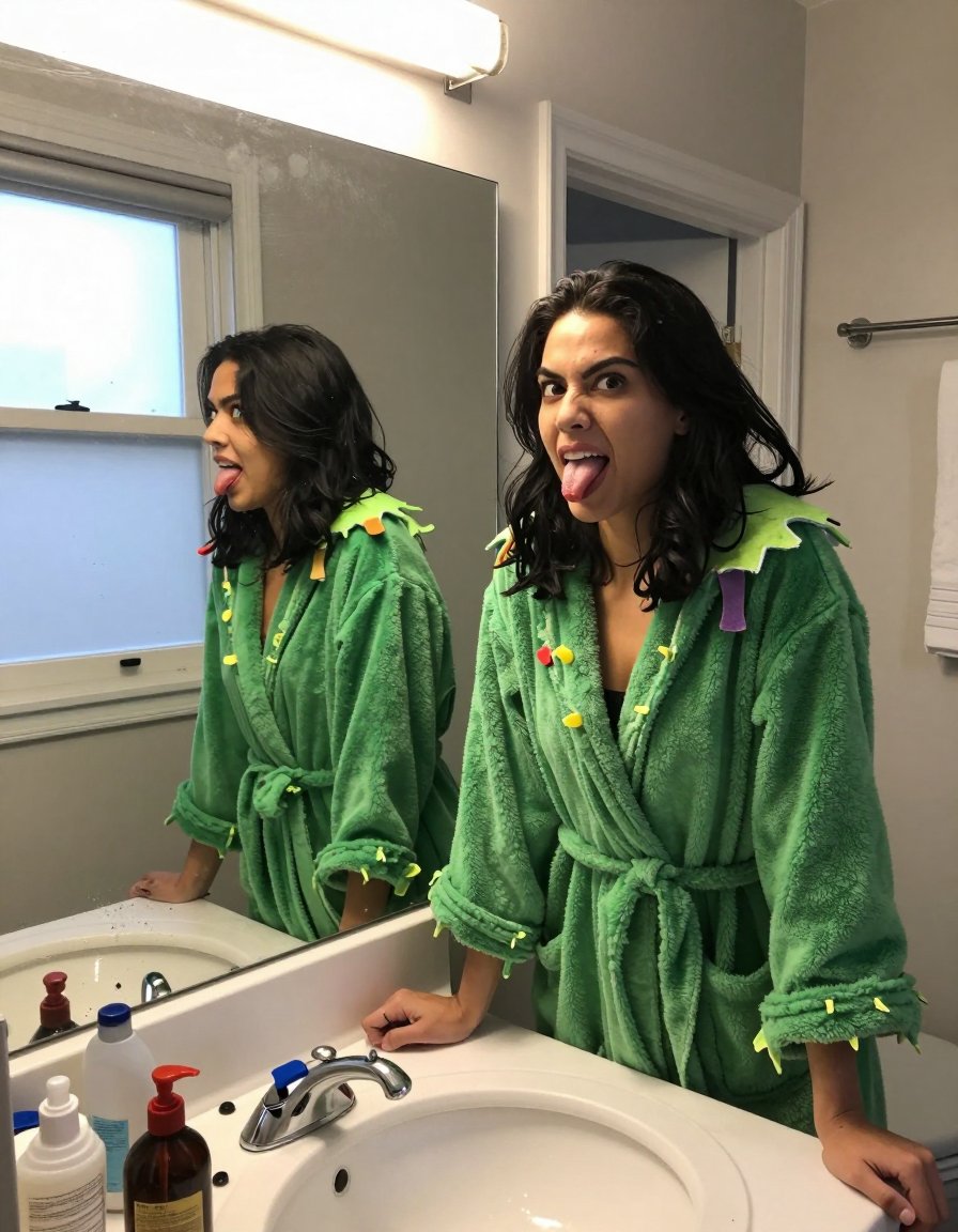 Rocking a fuzzy dragon robe for halloween night