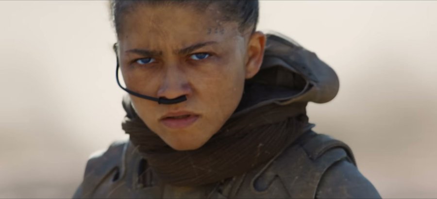Zendaya in Dune Part Three — i need that brown neck warmer in my life right now
