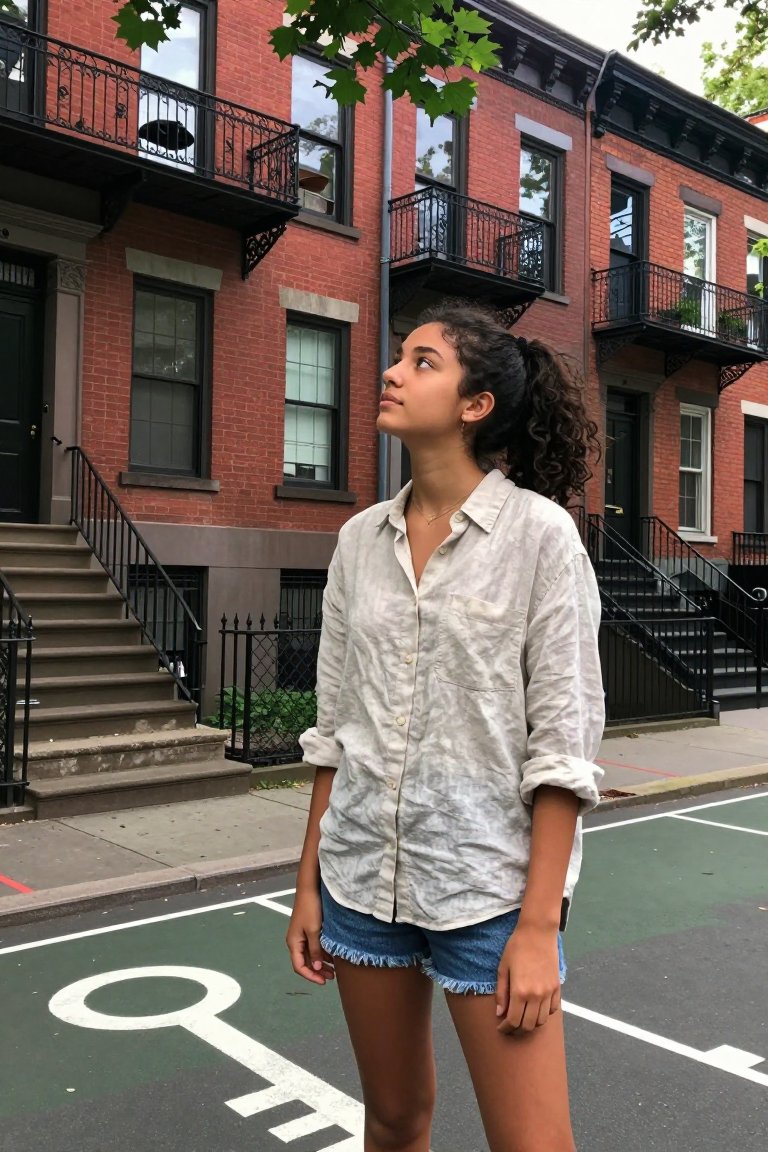 Oversized Acid-Wash Shirt & Denim Shorts Fit