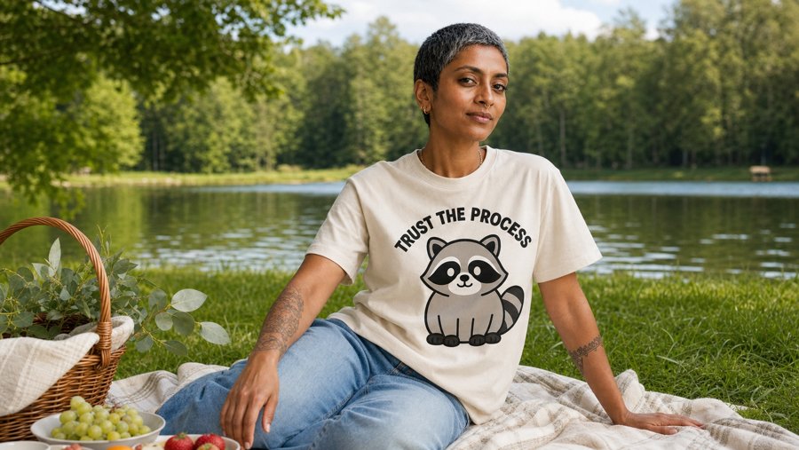 Wearing the Jimothy 'TRUST THE PROCESS' tee to my next picnic.