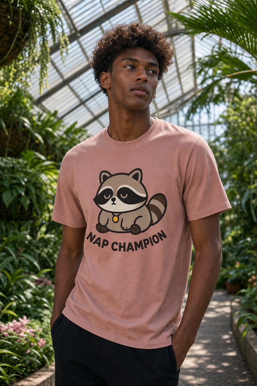 that soft pink shade really lets the Jimothy Nap Champion graphic shine