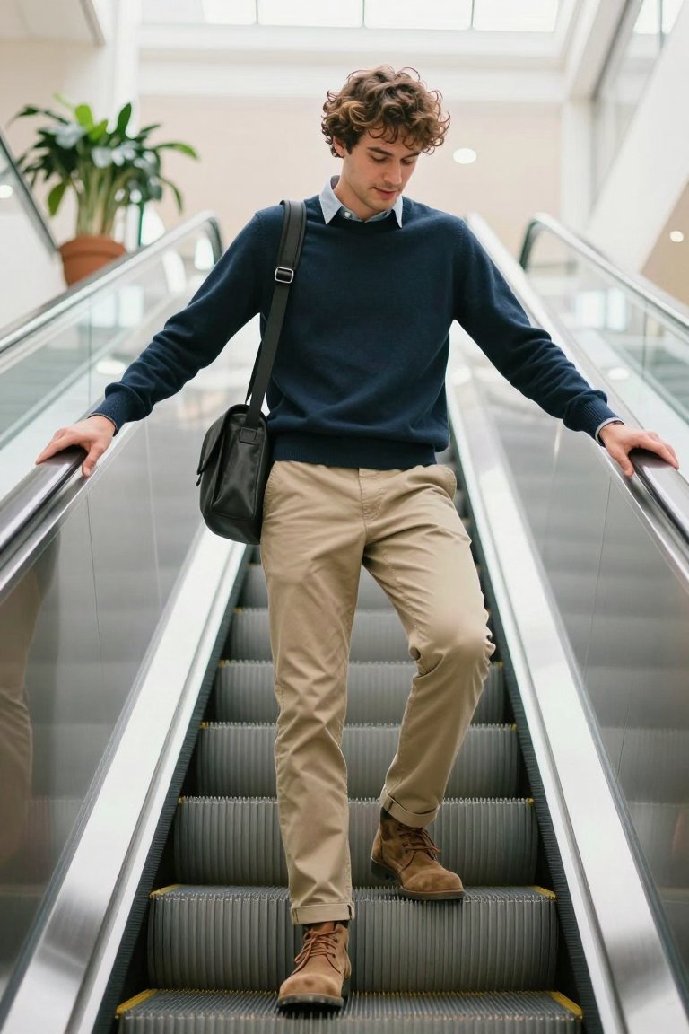 this sweater and chinos combo is actually doing too much