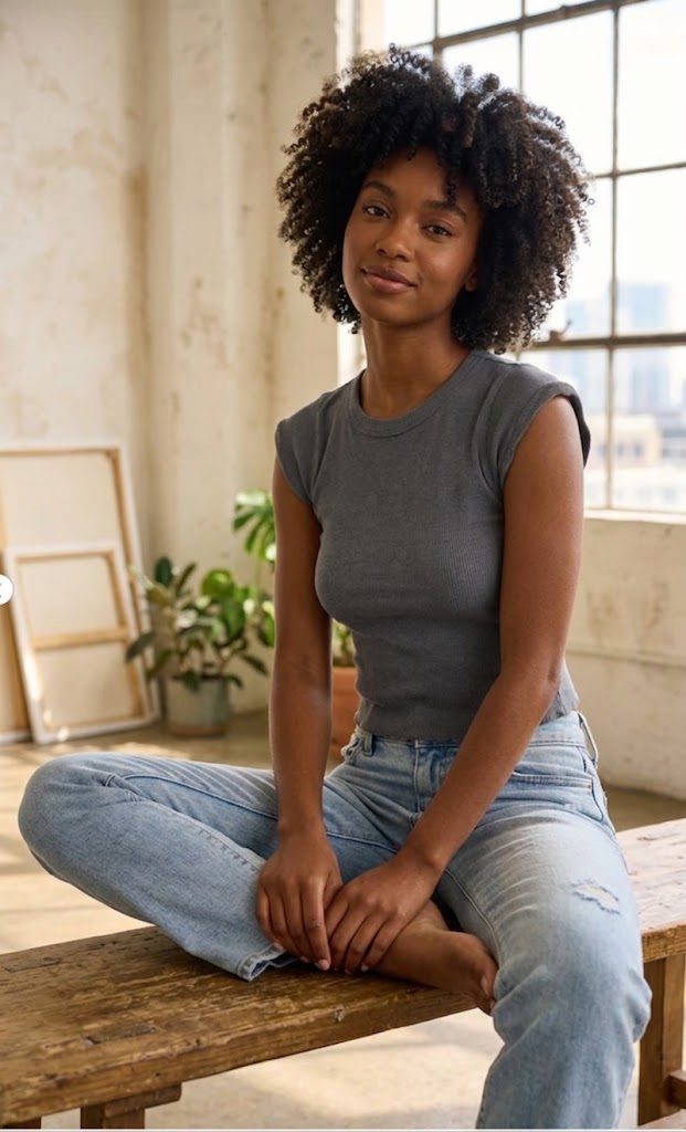 this ribbed tank and light jeans are doing absolutely everything