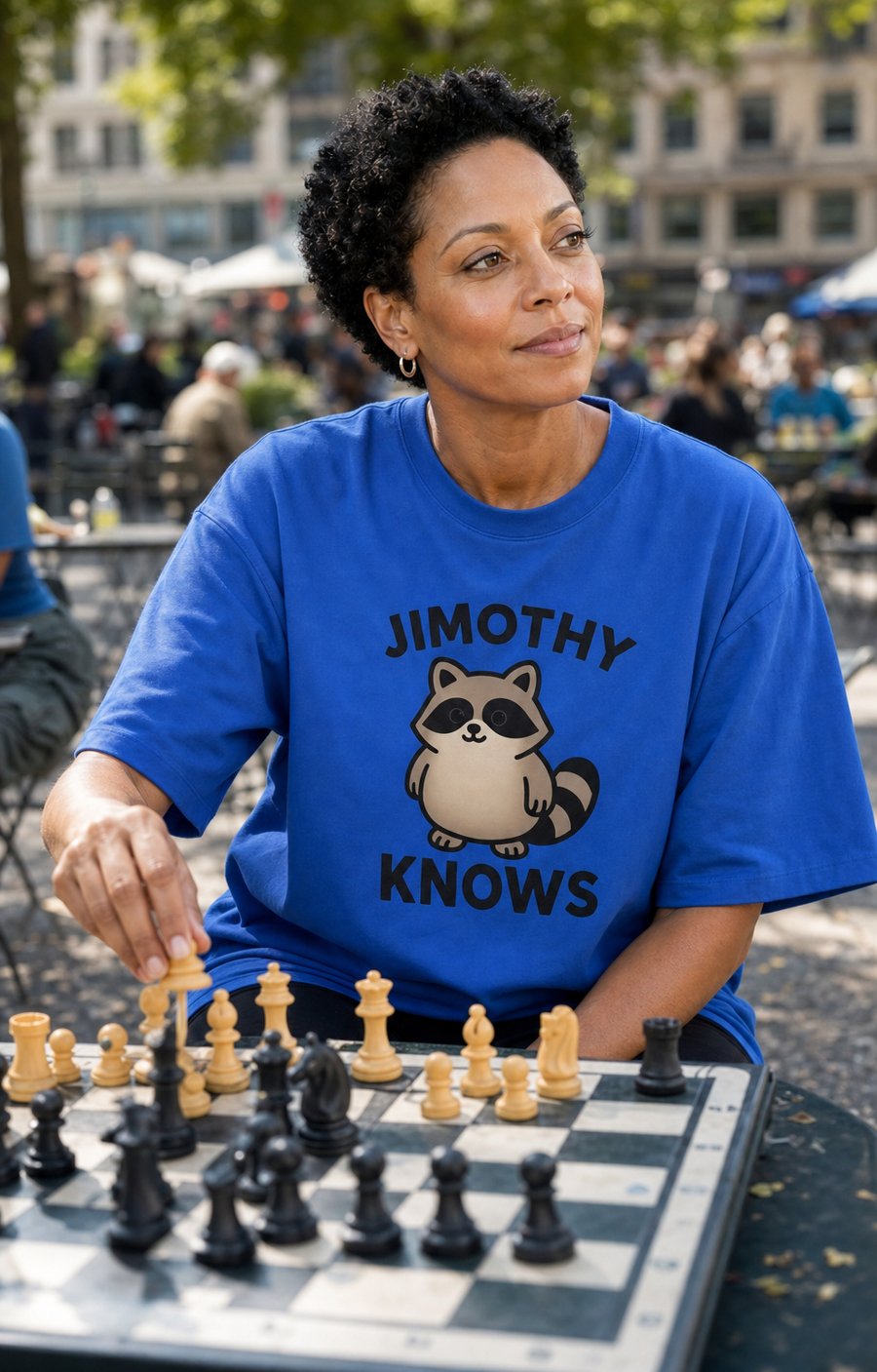 Wearing Jimothy Knows and just letting the shirt talk.